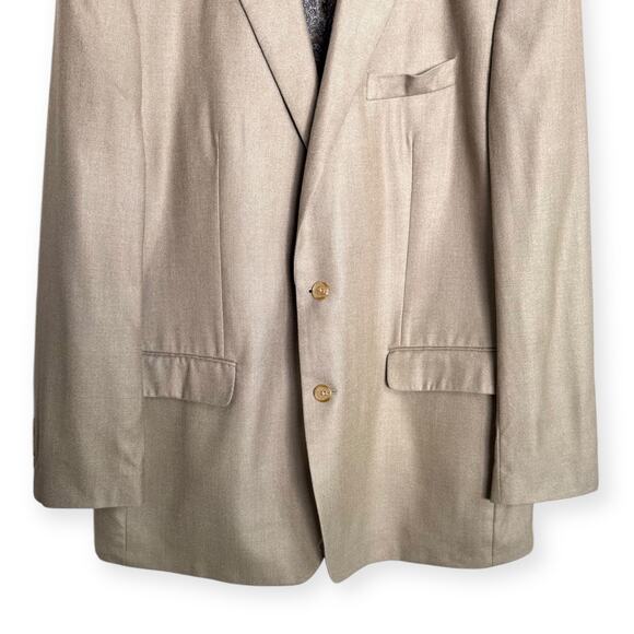 Ralph Lauren Beige Silk Wool Two Button Paisley Lined Blazer Men's Size 48L - Picture 4 of 12